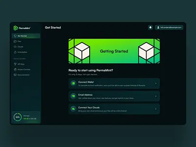 PermaMint - Dashboard cloud connect a cloud crypto dark mode dashboard dashboard design dashboard onboarding design getting started landing nft onboarding panel progress bar stepper ui uidesign web