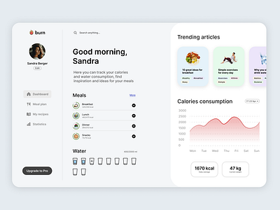 Calories Tracking Dashboard calories dashboard desktop tracker ui ux