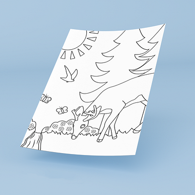 Kid's Nature Coloring Page coloring book design illustration