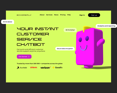 Customer Service Chatbot "ECHOREPLY" chatboth creative design landing ui web