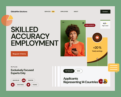 Global Hire Solution website design landing logo skilled solution ui web