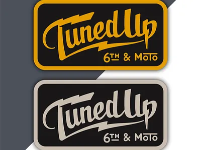 Tuned Up 6th & Moto Patch Design badass badge branding design electric graphic design hand lettering moto motorcycle typography vector