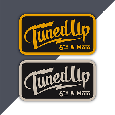 Tuned Up 6th & Moto Patch Design badass badge branding design electric graphic design hand lettering moto motorcycle typography vector