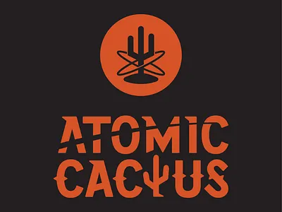 Atomic Cactus Logo branding cactus clean design graphic design illustration logo modern retro space vector western
