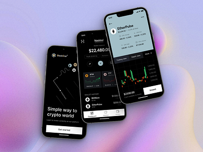 Crypto Wallet App UI : BlockStar android app ui branding crypto crypto wallet dashboard design graph illustration invest invest money ios login money onboard sign up track ui ux wallet