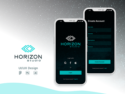Horizon Studio App account appdesign appicon graphic design logo design mobileapp signup studioapp uidesign uiux ux webdesign