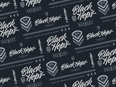 Black Hops Logo Suite beer black branding brewery chevron craft beer emblem graphic design hops illustration lettering logo logo design matt vergotis monogram verg