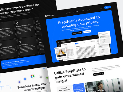 Prepifyer - AI Generated Interview Notes ai ai figma ui kit artificial int assistant bot employee hiring decisions interview layout minimal neural network notes notes generator open ai recruiter saas saas design saas landing page transcripts web design