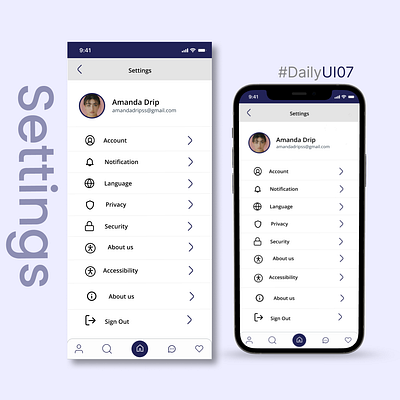 Daily UI Challenge 07 - Settings branding dailyui dailyui07 design graphic design illustration logo ui ux vector web
