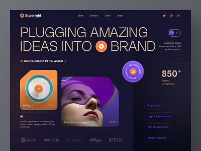 Superlight - Digital Agency agency design digital hero interface landing page ui ui design ux ux design web web design website website design