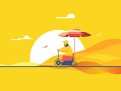 Disabled Person Enjoying the Sunshine and positive vibes character concept disabled flat design flat illustration gradients happiness illustration illustrator minimalist optimistic palette person positive vibes vector wheelchair yellow yellow background