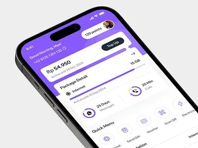 VeloNet - Internet Provider App app branding calls card clean design internet messages mobile app mobile design network operator provider provider app quota service signal transaction ui ux