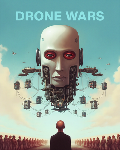 Drone Wars ai drone expressionism face futurism mind technology thoughts war