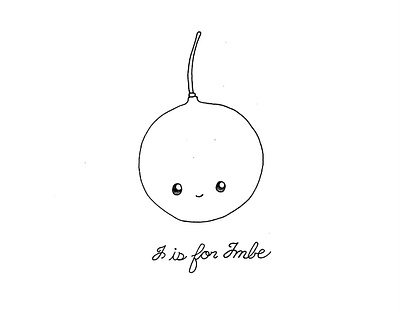 Day 099-365 I is for Imbe 365project cute fruit illustration ink kawaii