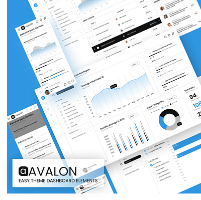 Avalon - easy theme dashboard elements charts dashboard design elements theme ui vectors
