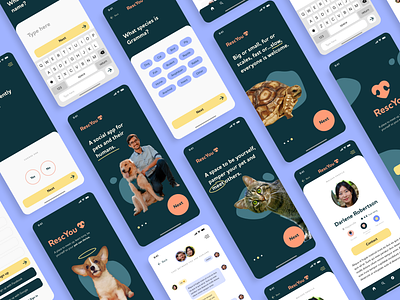 🐶 RescYOU | Design Case Study of pet owner social app animation branding design dribbble graphic design illustration illustrator logo ui ux vector