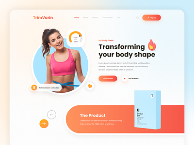 Weight Loss Fitness Product - Landing Page Header fitness gym header landing landing header landing page minimal minimal design ui web design website design workout