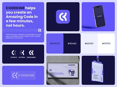 CODEKINE - Logo Design Concept blockchain brand identity branding c k letter code coding concept design designer portfolio designs development logo logo designer modern monogram programmer smart tech technology web3