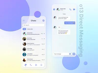 Daily UI #013 (Direct Messaging) 100daysofui appdesign branding dailyui dailyuichallenge design design learning design progress designinspiration designinspo directmessaging directmessagingapp directmessagingdesign figma instant messaging messaging messagingapp messagingdesign ui ui design