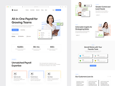 Zenroll - Landing Page business clean crm design designer finance financial fintech graphic design hr invoice landing page payroll pixlayer ui uidesign ux uxdesign web website