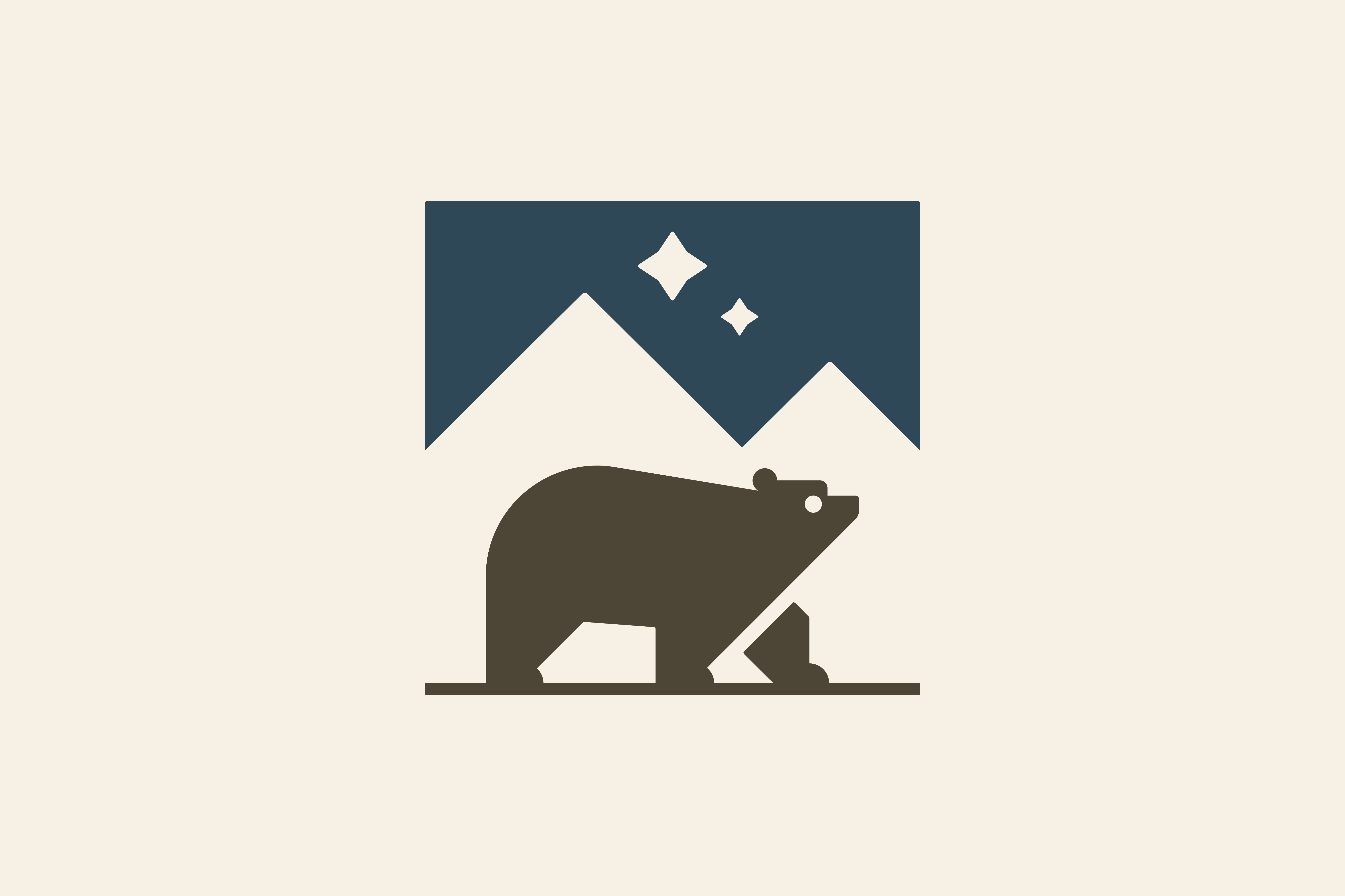 Mowbray Mountain Leather Co. Symbol animal bear brand identity branding branding design brown brown bear design geometric graphic design illustration leather logo logo design logomark mountain nature night star woods