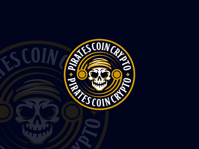 Pirates Coin Crypto Logo Design badge logo bitcoin coin logo crypto crypto logo cryptocurency emblem logo logo pirates logo skull logo vintage logo