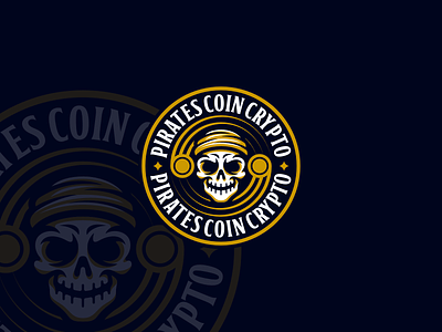 Pirates Coin Crypto Logo Design badge logo bitcoin coin logo crypto crypto logo cryptocurency emblem logo logo pirates logo skull logo vintage logo