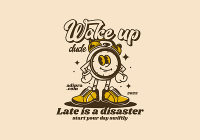 Wake up dude! adipra std alarm clock alarm clock character alarm clock mascot concept wake up