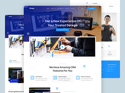 Detego CRM Software Landing Page UI😍 app branding crm design graphic design illustration landingpage logo sas software typography ui ux vector
