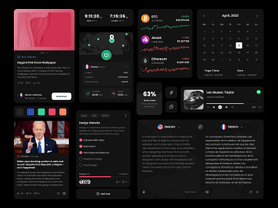 Widgets Dashboard (Dark Mode) clean concept dark mode dashboard design illustration minimal ui uiux user experience user interface ux visual design widget widgets windows