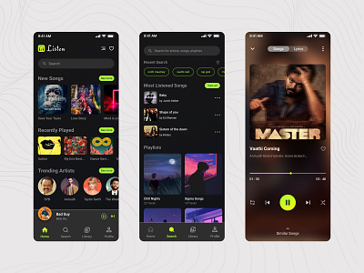 Music App - UI app design branding mobiledesign ui design