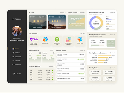 Dashboard For A Bank Application dashboard design finances money statistic ui ux