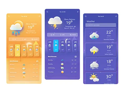 Weather App 3d animation app appdesign application applucation art artwork branding design graphic design illustration logo motion graphics ui weather weatherapp