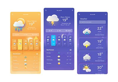 Weather App 3d animation app appdesign application applucation art artwork branding design graphic design illustration logo motion graphics ui weather weatherapp