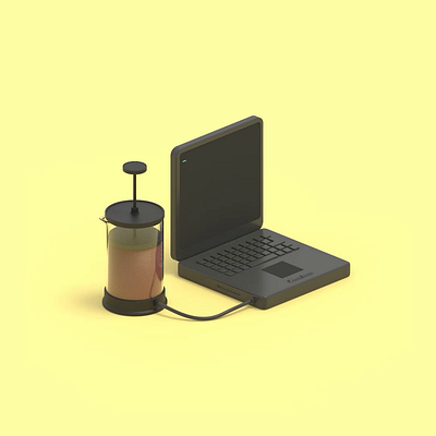 Coffee & Code 3d 3d model animation blender3d c4d code coffee design illustration it motion design motion graphics programming