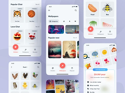 My Screen - Sticker & Wallpaper Mobile App analytics charts dark mode free gradient gradient illustrations information list view lite mode litemode material mobile mobile design themes user interface wallpaper wallpaper gradient wallpaper mobile app