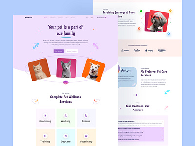 PetNest- Pet care website app branding case study design home page illustration landing page landing page design pet care home page pet care web ui pet care website pet landing page petcare trendy design ui ui design uiux ux ux design web ui