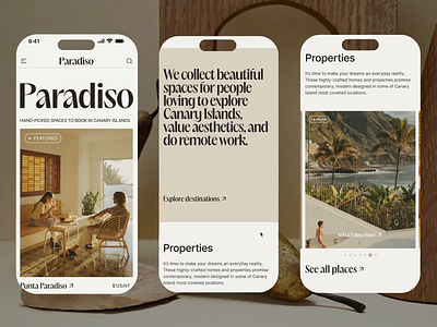 Paradiso - Where design meets getaways affterefects animation branding figma graphic design interactiondesign logo microinteraction mobileapp motion graphics productdesign ui