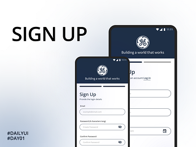 Sign Up Mobile App UI - Daily UI - Day 001 app daily ui mobile app sign up ui ux