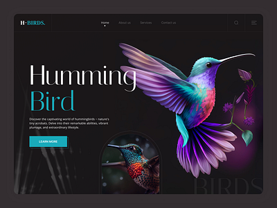 Humming Birds animation bird bird flying birds website clean creative design figma flat frontend hero interface landing page minimal typography ui ux web web design website