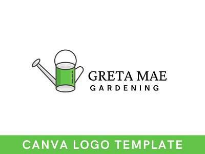 Gardening Watering Can Canva Logo Template brand identity branding canva design farming gardening logo logo design template water can watering