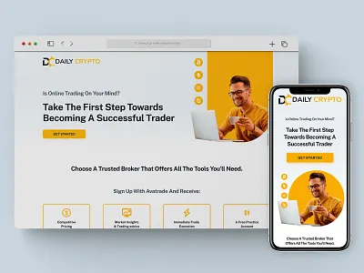 Daily Crypto Landing Page crypto landing page ui uidesign ux webdesign