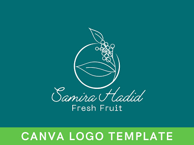 Fresh Fruit Line Canva Logo Template brand identity branding canva design fresh fruit logo fruit logo hand drawn logo logo design organic template