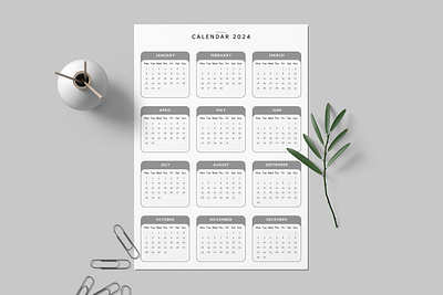 Calendar 2024 2024 branding calendar calendar 2024 canva day design editable elegant graphic design minimal modern month simple start up typography year