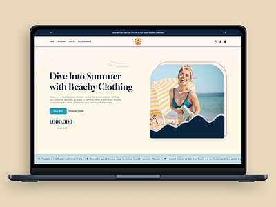 Beachy Clothing: Beach Clothing Shop Hero Section Design Concept clean hero section clothing shop clothing shop concept clothing shop design ecommerce web design hero section hero section design shop shop concept shop hero section shop web design concept ui uidesign web design web design trends website design