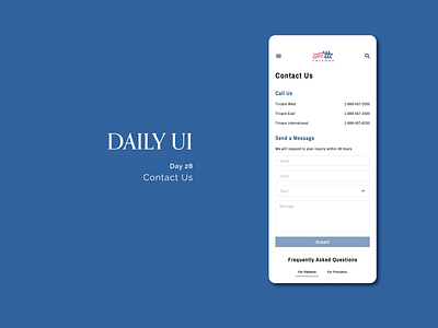 Daily UI #028 - Contact Us contact us daily ui day 28 product design tricare ui ux