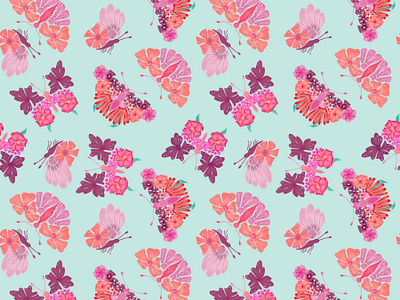 Floral butterfly pattern butterflies design floral hand drawn illustration mixitupmay pattern procreate repeat pattern surface design