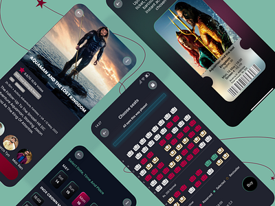 CineBook - A movie ticket booking app app app design aquaman booking cinema design movie movieapp ticket ui uiux ux