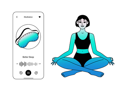 Meditation character girl illustration meditation yoga yoga app