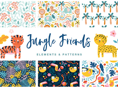 "Jungle friends" elements & patterns